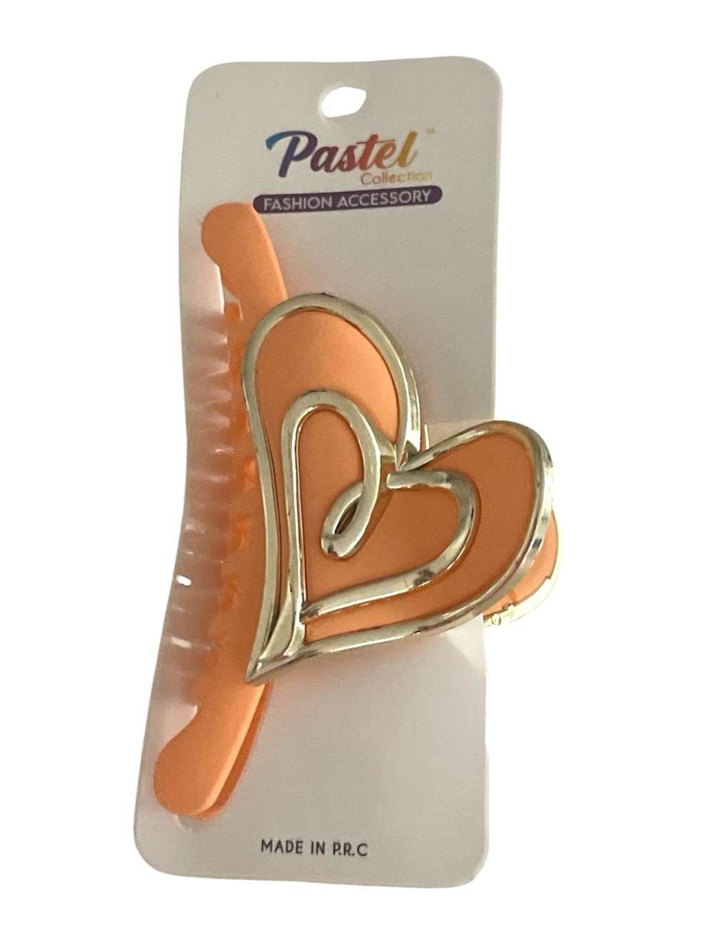 ORANGE CREAM DOUBLE HEART SWEET LOVE CLAW HAIR CLIP